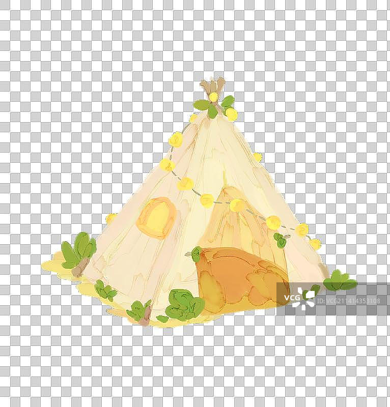 帐篷露营油画棒风免扣素材 儿插图片素材