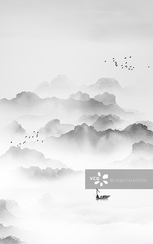 中国风水墨山水画图片素材