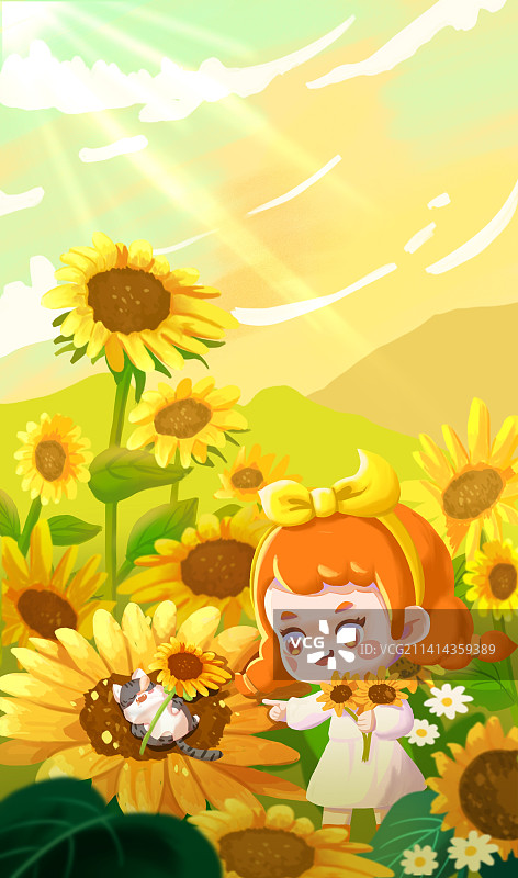 向日葵女孩图片素材