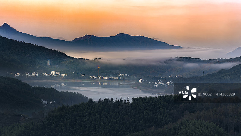 黟县塔川独墅湖图片素材