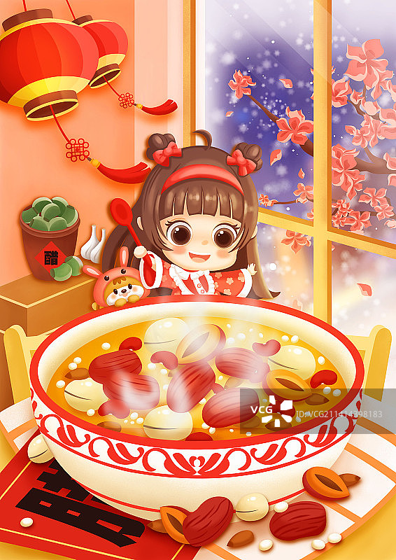 原创手绘传统节日腊八节插画海报图片素材