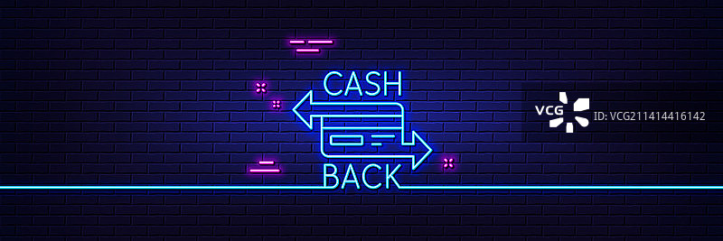 信用卡线性图标返现服务霓虹灯效果图片素材