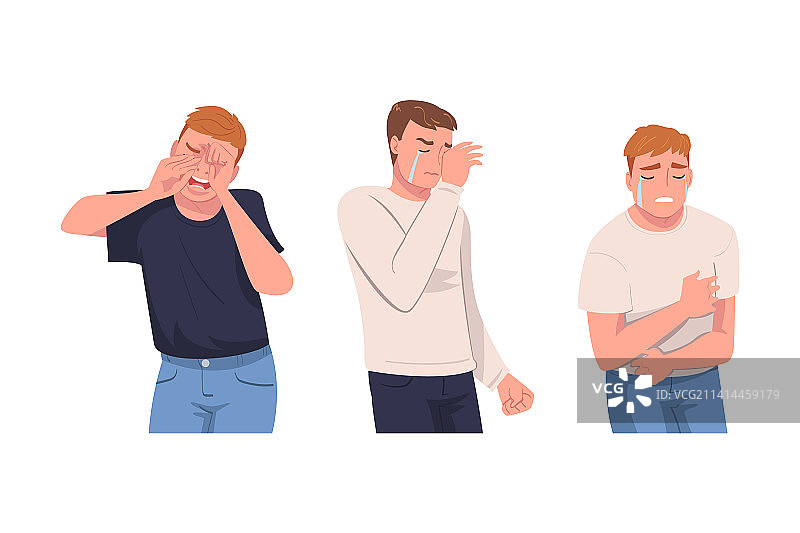 哭泣的男人角色在哭泣和啜泣图片素材