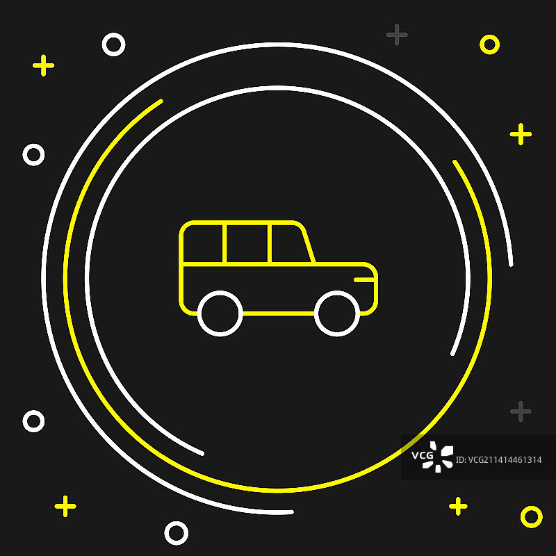 黑色背景上的旅行车线条图标图片素材