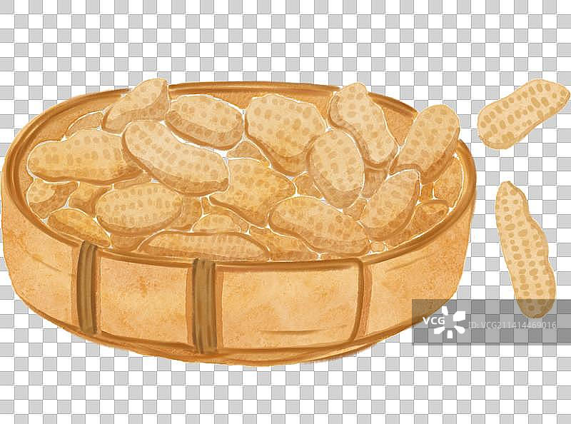 手绘卡通水彩一筐花生小食图片素材