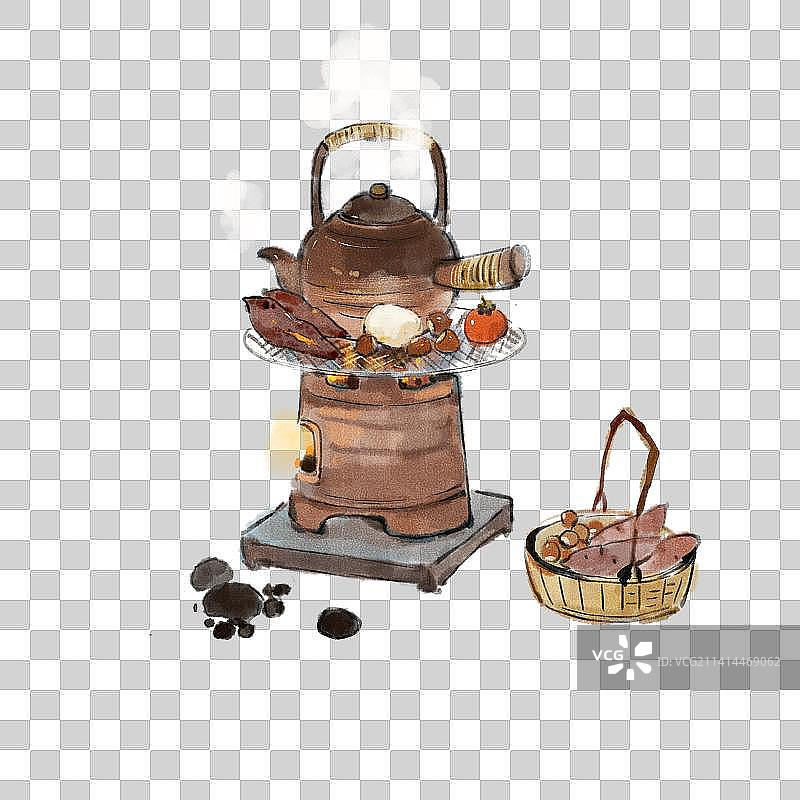 围炉煮茶插画图片素材