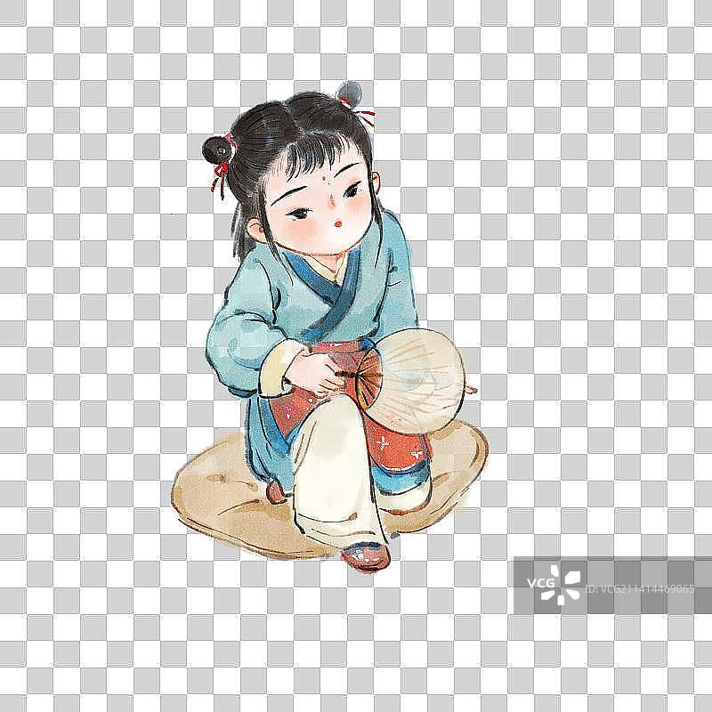 儿童围炉煮茶插画图片素材