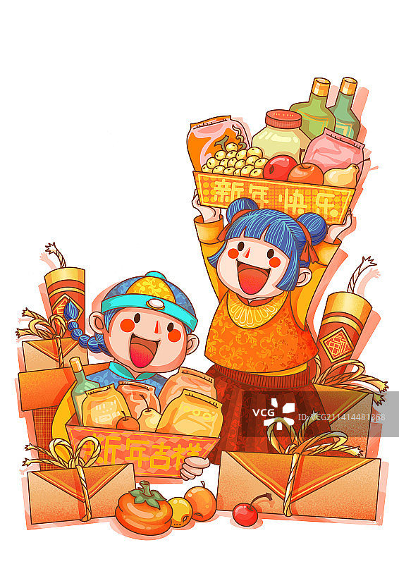 新年快乐兔年吉祥礼物年礼红火福图片素材