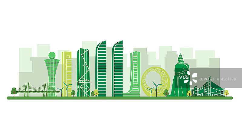 厦门绿色城市矢量插画图片素材
