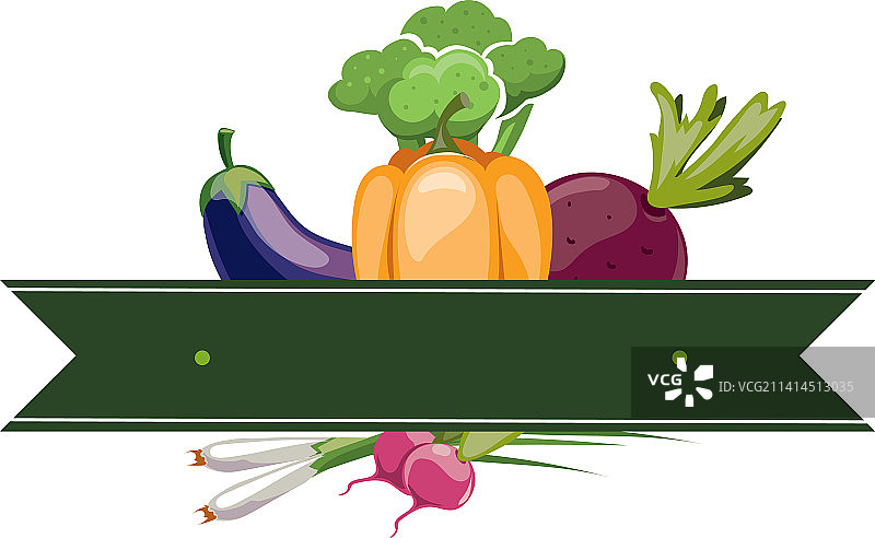 新鲜有机蔬菜卡通食品标志图片素材