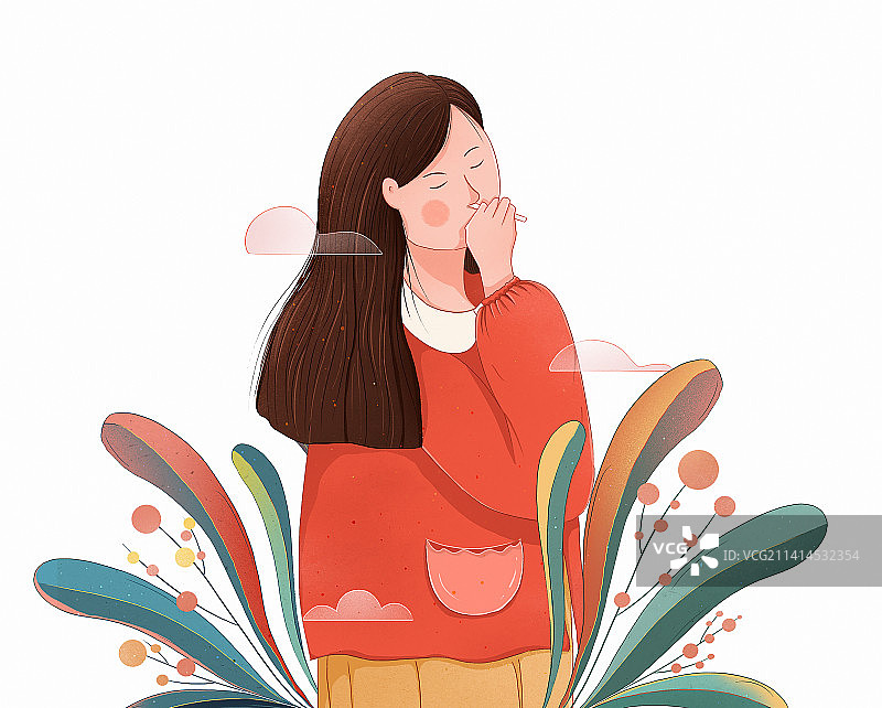 居家隔离新冠抗原 居家自测核酸鼻咽拭子插画系列 捅鼻子图片素材