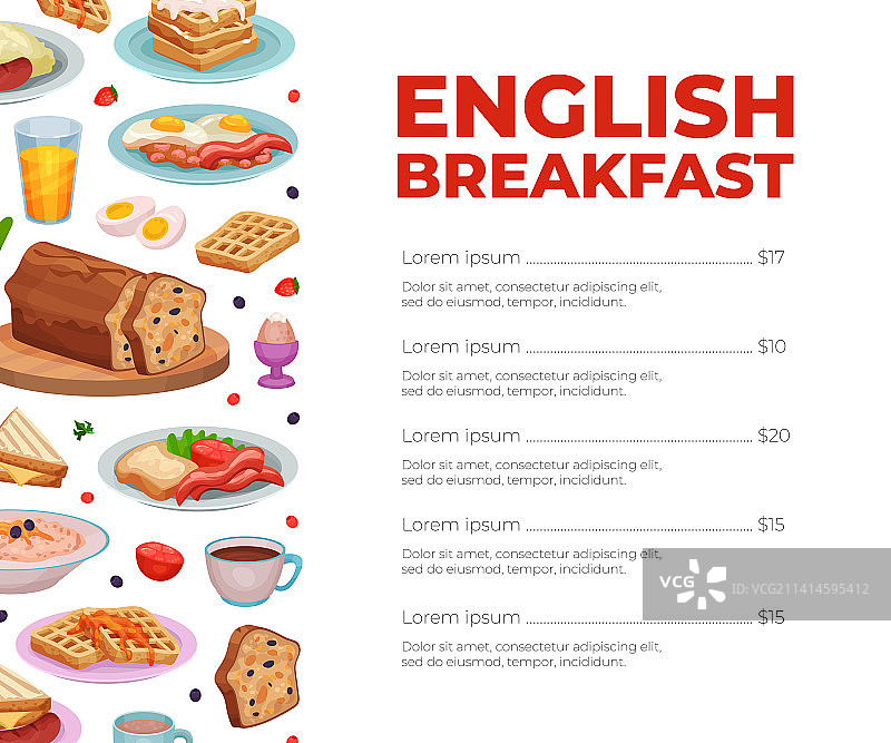英式早餐菜单餐厅模板图片素材