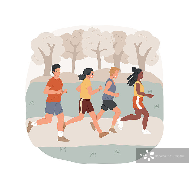 越野跑孤立卡通图片素材