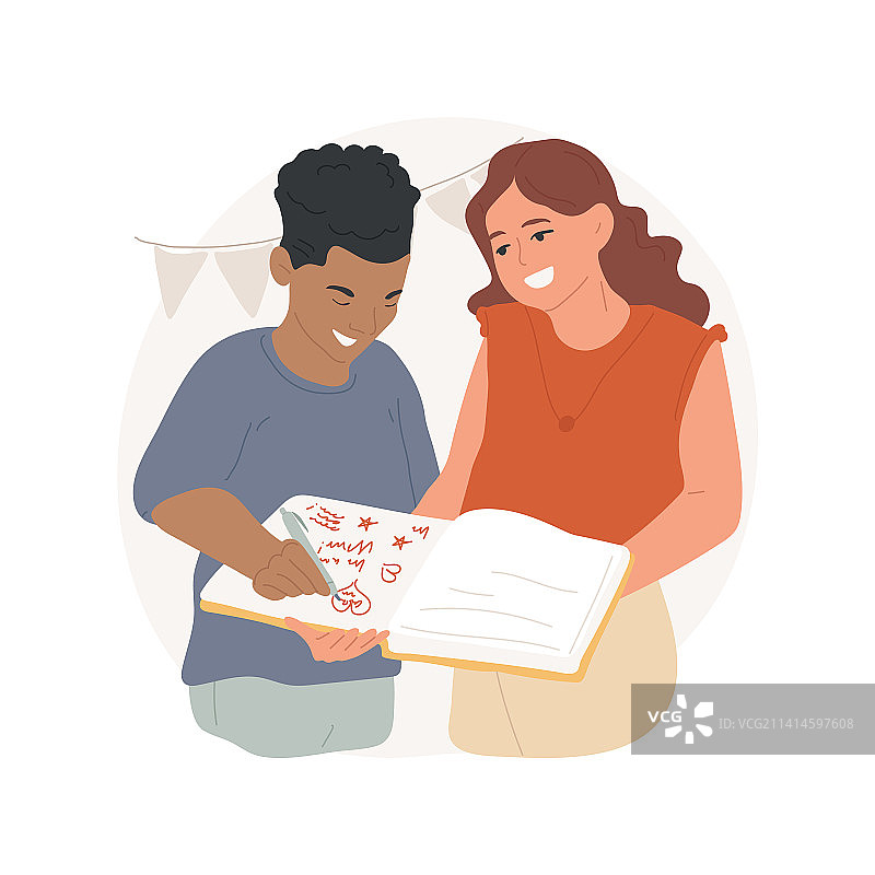 毕业纪念册签名派对卡通图片素材