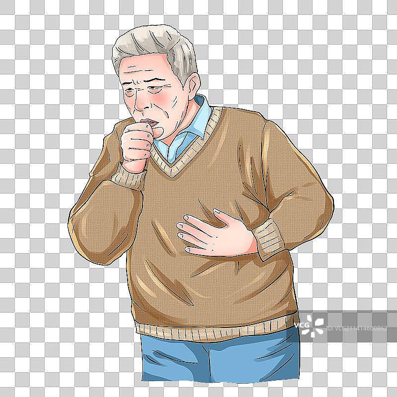 生病咳嗽的老人图片素材