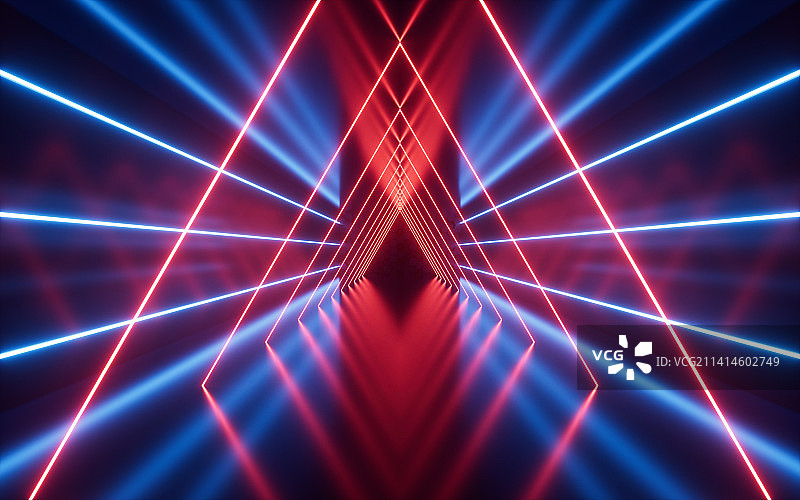 科技感霓虹隧道3D渲染图片素材