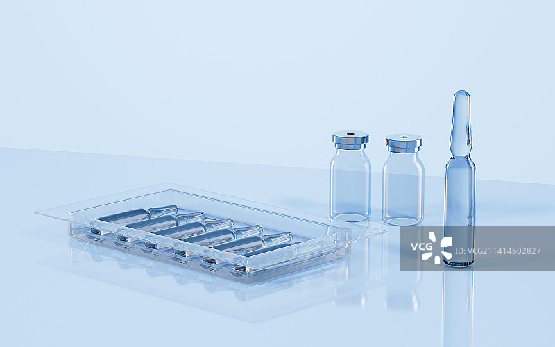 实验室里的安瓿瓶3D渲染图片素材