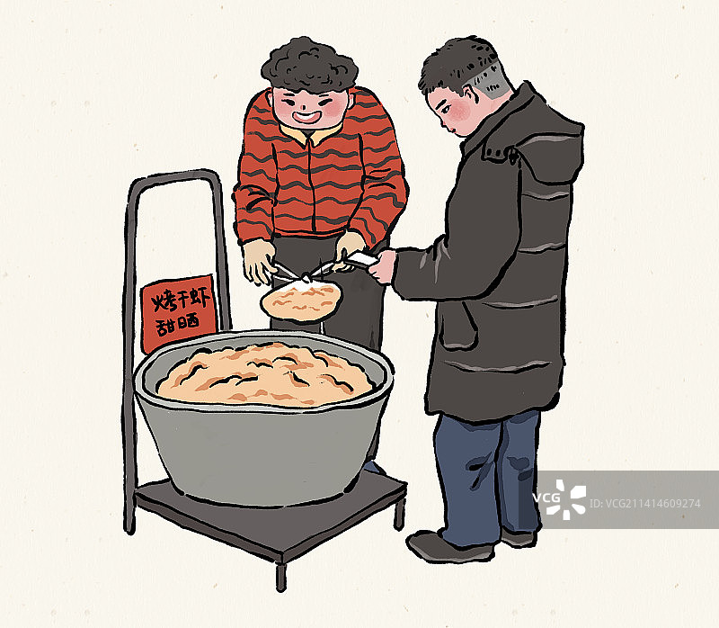 新年除夕春节年货系列干虾摊摊位购物腊月二十七图片素材