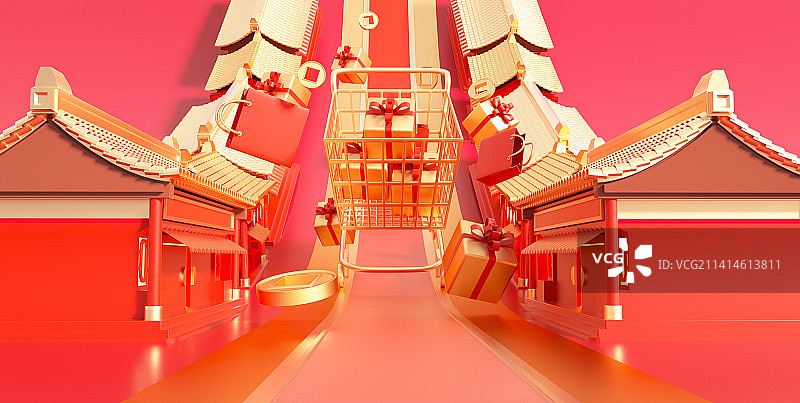 喜庆春节插画场景图片素材