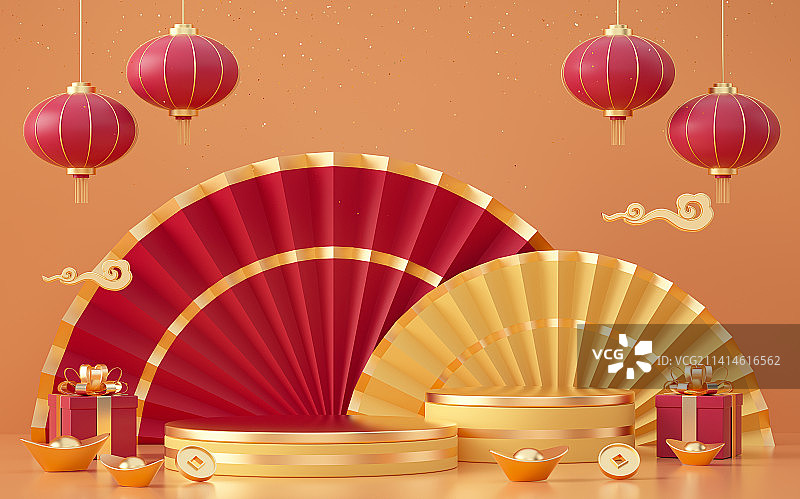 3d产品展台春节场景新年背景图片素材