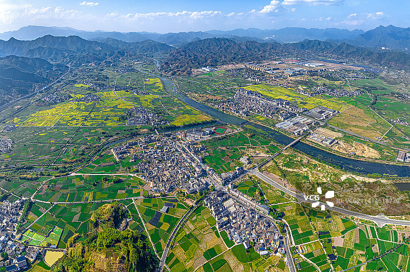 松阳县城 松古平原 松阴溪航拍 浙西南旅行 美丽乡村建设 农村振兴图片素材