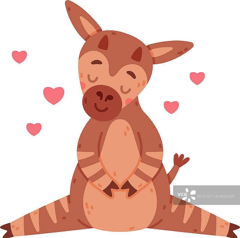 坐在地上，有粉色爱心的可爱小㺢㹢狓图片素材