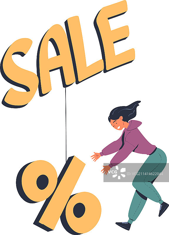追逐折扣百分比的女人图片素材