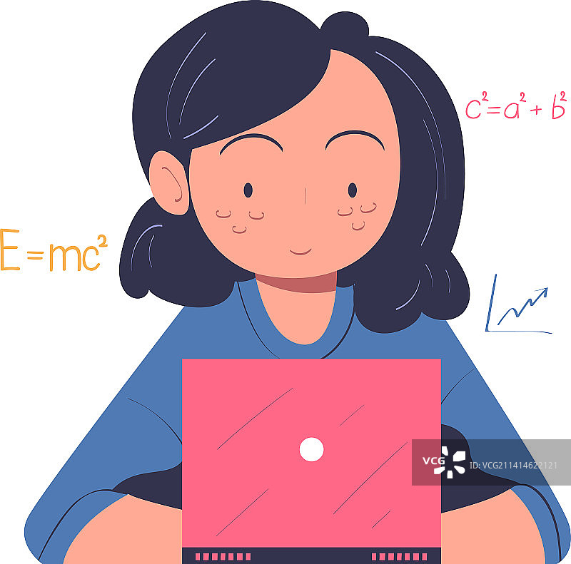 用笔记本电脑进行在线学习的女人图片素材