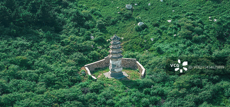辽宁省朝阳市凌源市四官营子小塔夏日风光（航拍）图片素材