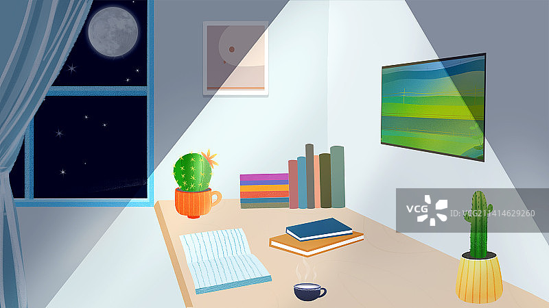 在靠窗的书房里居家办公图片素材