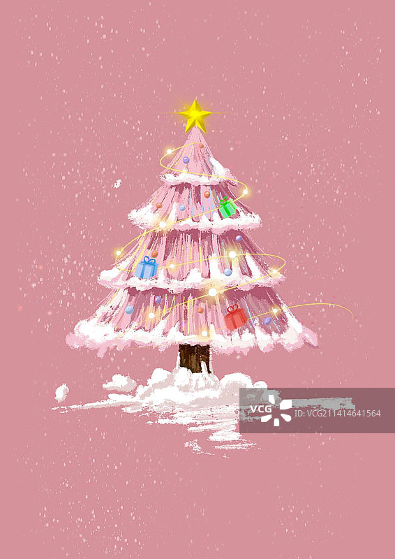 圣诞节怎么能没有一颗粉色的圣诞树呢图片素材