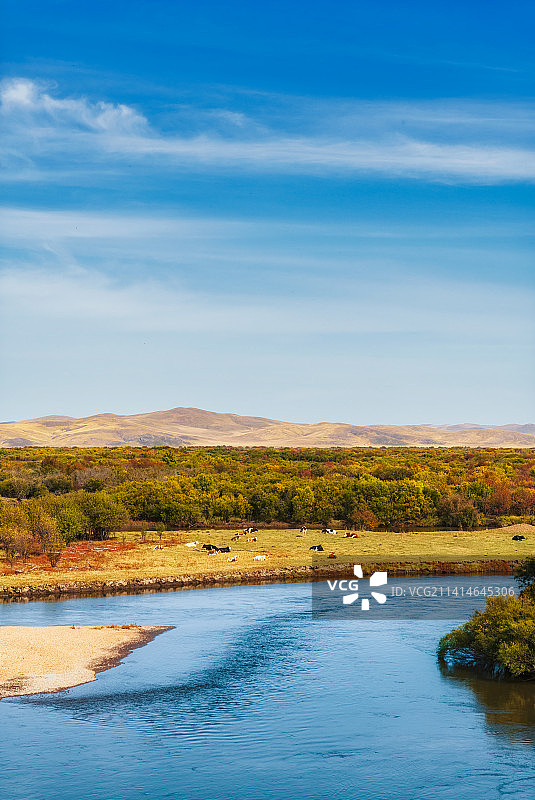 中国东北内蒙古呼伦贝尔大草原额尔古纳湿地与根河流域秋季户外风光图片素材