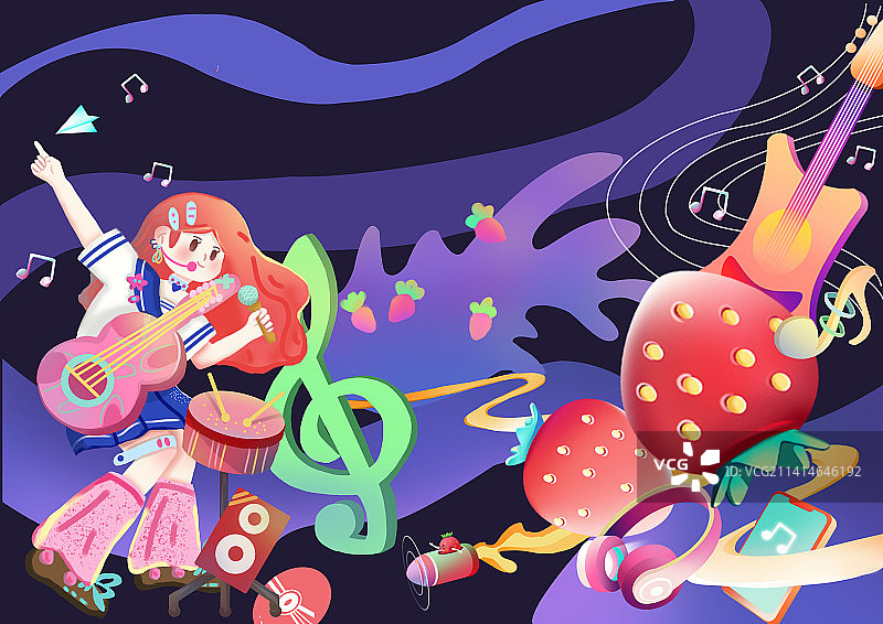 赴一场草莓味的音乐节图片素材