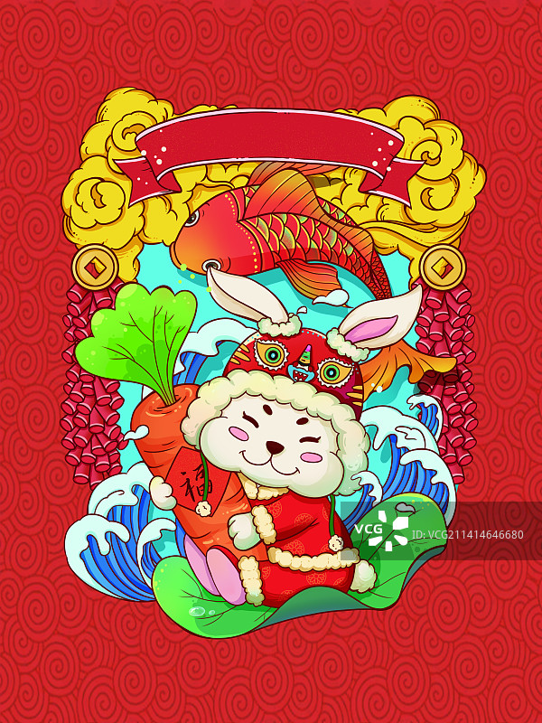 2023 兔年国风插画图片素材