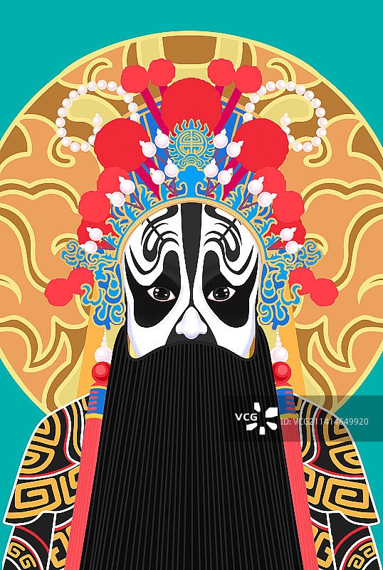 卡通国粹京剧脸谱项羽插画图片素材
