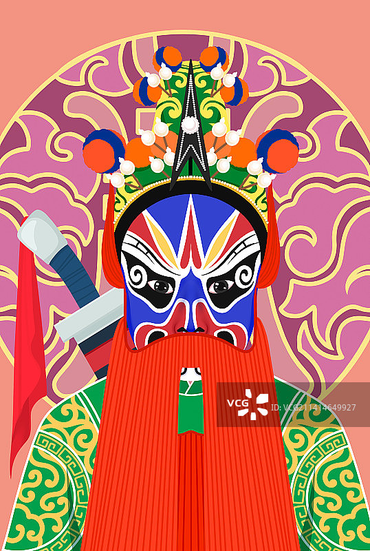 卡通国粹京剧脸谱窦尔敦插画图片素材