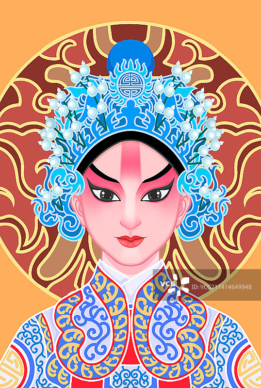 卡通国粹京剧武生插画图片素材