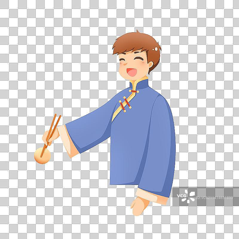 夹菜的青年——人物系列插画元素图片素材