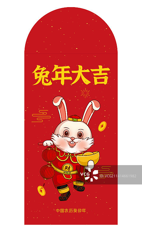 中国传统节日春节兔年新年红包插画图片素材