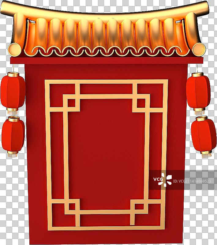 挂着红灯笼的传统建筑图片素材