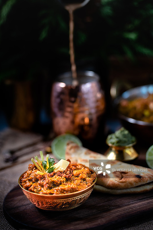 搭配馕的旁遮普乔莱马沙拉图片素材