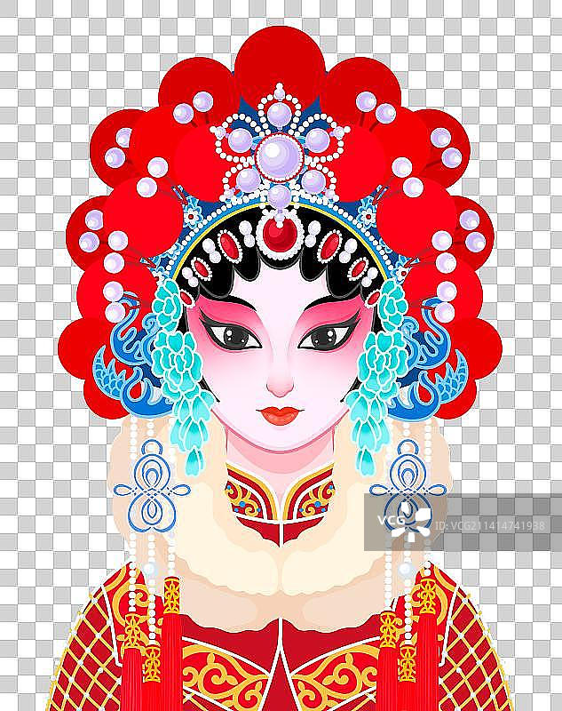 卡通京剧穆桂英刀马旦插画图片素材