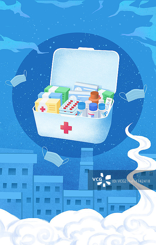 预防新冠居家备药买药囤药医用中成药西药药品医药箱图片素材