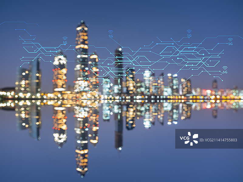 城市夜景散焦光斑背景图片素材