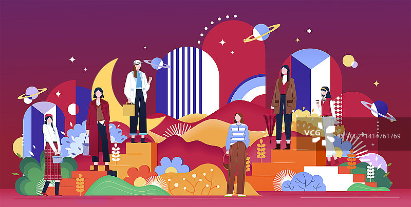 女孩们-矢量图插画.ai图片素材