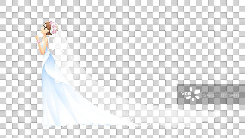 白色唯美卡通新娘插画素材图片素材