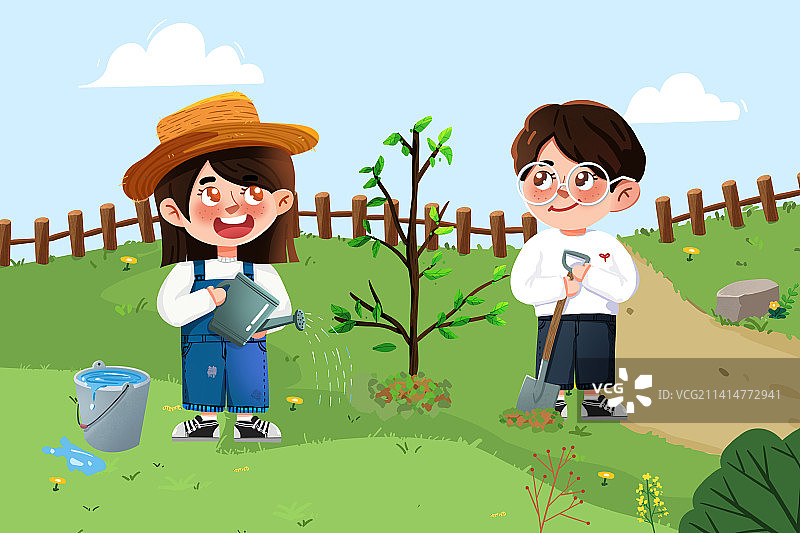 植树节插画图片素材