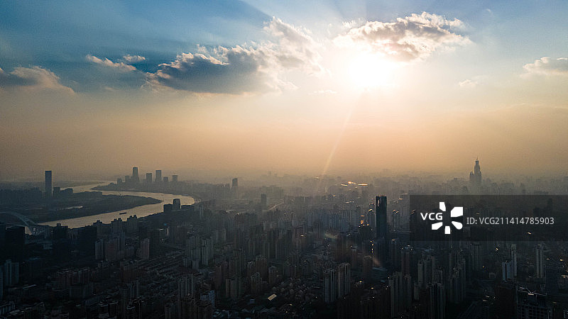 魔都的香草天空 航拍图片素材