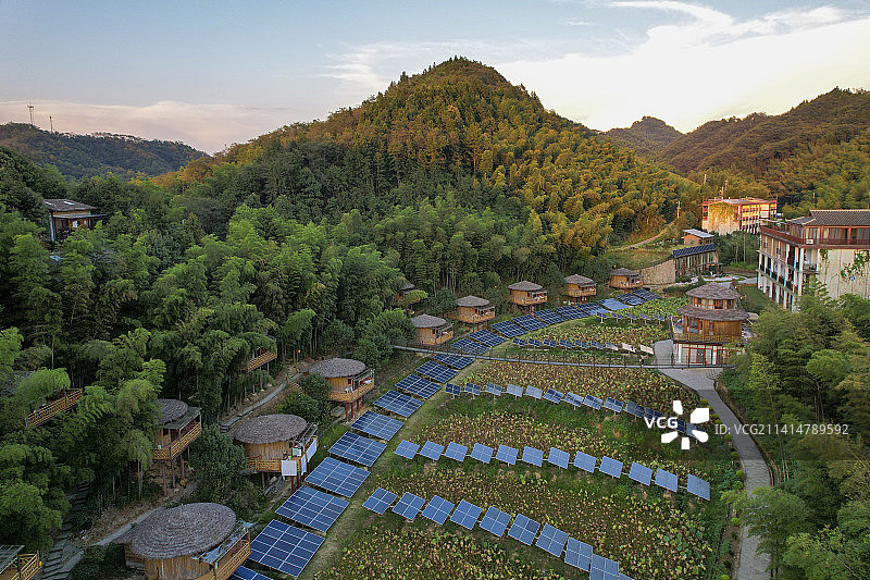 航拍咸宁赤壁赵李桥梵音瑜伽静修中心图片素材