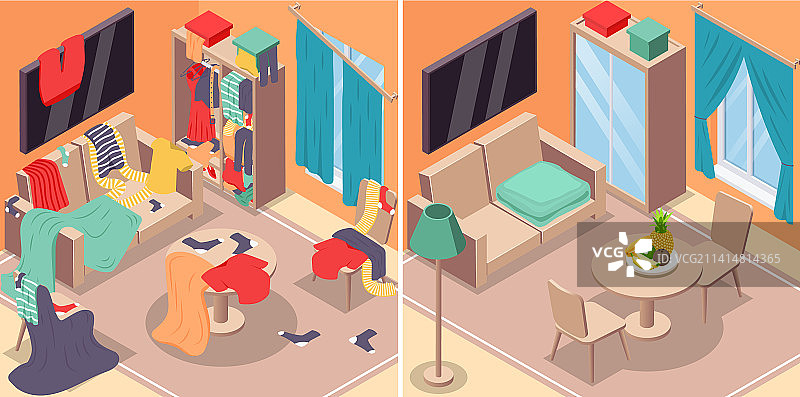 2.5D凌乱的房间图片素材